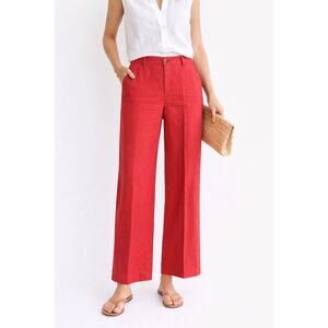 J.Crew Red Linen Blend Wide Leg Cropped Pants | Size 14